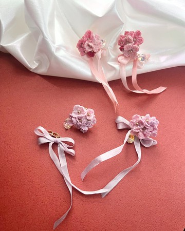 My Fancy Handmade 繡線手鈎花耳環 14k鍍金耳針