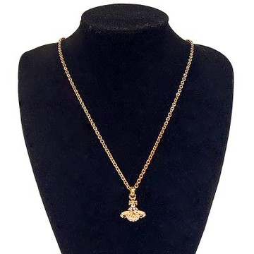 Vivienne Westwood Mayfair項鍊(玫瑰金/立體玫瑰金鑲晶鑽土星logo)
