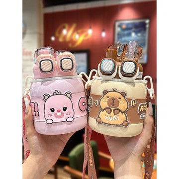 宇航員大肚保溫杯兒童學生雙飲吸管杯女孩新款便攜316不銹鋼水壺