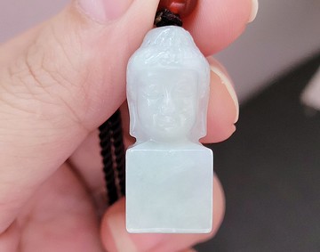 【純翠】天然翡翠 白冰阿彌陀佛吊墜印章兩用款 | 佛系