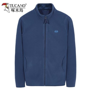 啄木鳥男士抓絨衣外套春秋冬季爸爸運動搖粒絨上衣中老年加絨衛衣