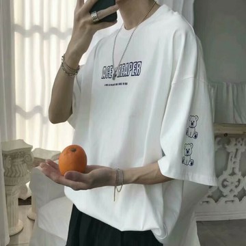 ??【MLM】??男短袖 M-5XL 潮流INS BF寬鬆五分袖 大學T Tee 潮T 時尚 帥氣滿印花短T 正韓衣著