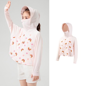 人氣卡通 - UPF50+汪汪隊兒童連帽防曬外套-滿版卡通人物天天-粉色