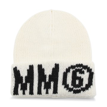 Mm6 Maison Margiela - Off White Wool Blend Logo Beanie
