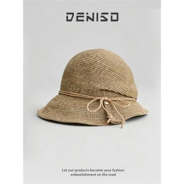 DENISO草帽女春夏2026新款海邊沙灘大檐防曬遮陽帽子可折疊漁夫帽