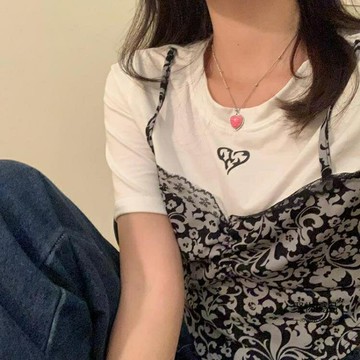 項練 夏季小辣妹愛心項錬女鎖骨錬小眾設計感仙氣簡約輕奢