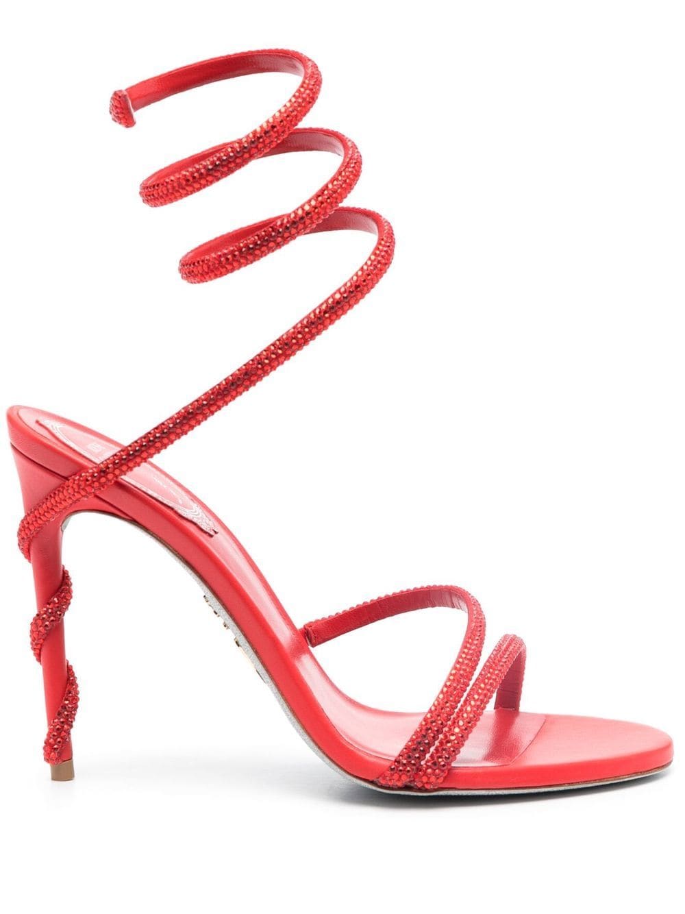 René Caovilla - Margot 105mm crystal-embellished sandals - women - glass/Calf Leather/Polyurethane - 37 - Red