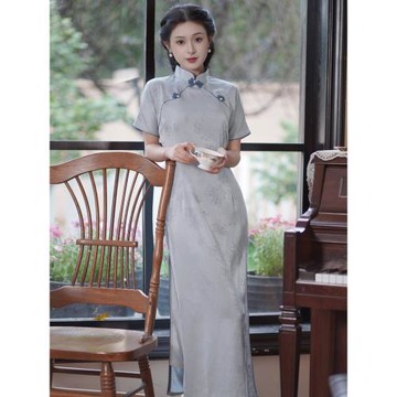【清風雅韻】民國風平裁復古氣質長款旗袍新中式高級感年輕款少女