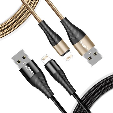 HANG iPhone/iPad 系列Lightning快速充電金屬風編織傳輸線-200CM-2入