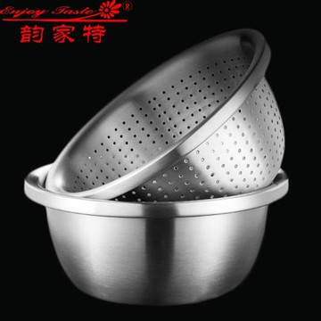 304不銹鋼瀝水漏盆拉絲啞光洗菜淘米撈面餃子控水寬邊家飯店用套