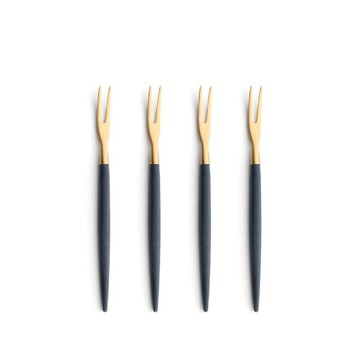 GOA系列-霧面金色不銹鋼-11.5cm水果小叉4件組 紅金4入組