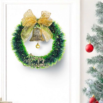 摩達客14吋森林雙綠漸層系金蔥彎絲聖誕花圈_台灣工藝免組裝_廠商直送