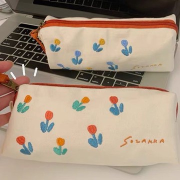 筆袋筆盒日系可愛筆袋大容量郁金香文具盒少女心化妝品收納包【少女顏究院】【淘夢屋】