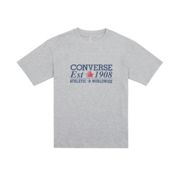 CONVERSE PEACHED COTTON JERSEY TEE GREY MELANGE 短袖上衣 男 灰色-MCH687-GHG