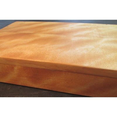 桜ちぢみ杢オイルフィニッシュ硯箱 飾り箱 木製 一枚板 銘木 硯箱 文箱 