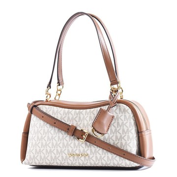 MICHAEL KORS Cecily LOGO防刮手提斜背二用包-香草白小