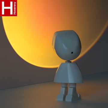 日落燈mini夕陽燈太空宇航員落日燈拍照機器人投影氛圍小夜燈女生