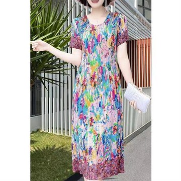 【KEITH-WILL歐風】韓國輕舞飛揚三宅壓褶褶皺洋裝(壓褶/中大尺碼/修身/輕薄/小香風)