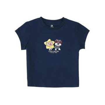 Converse Pets Graphic Baby Fit Tee 女款 深藍色 休閒 上衣 短袖  WCJ771-695