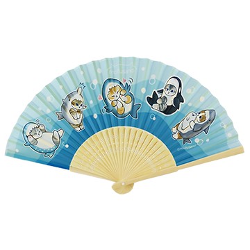 Miravivi 貓福珊迪 可愛摺疊扇  鯊鯊 藍色  1個