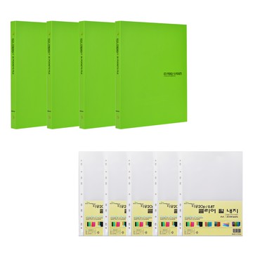 ECO Chungwoon 彩色資料夾 A4 30頁 x 4本 + 補充內頁 100頁  淺綠色  1組