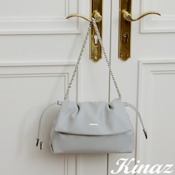 KINAZ 雙背帶掀蓋束口變型鏈帶肩背斜背包-微風晨藍-漫柔系列