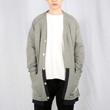 (絕版特惠)拼接結構性錯層設計長款開衫V領衛衣hoodie