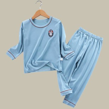 兒童夏季莫代爾冰絲薄款寬松睡衣男女童孩家居服空調服棉綢套裝春