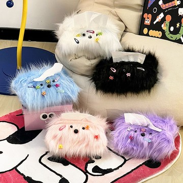 台灣出貨📦 毛絨公仔紙巾盒可愛小狗高顏值車載客廳紙抽盒餐巾臥室桌面抽紙盒手機殼 9919