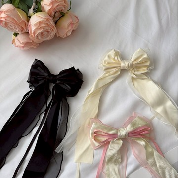 【Fee隔日到貨3色】超大蝴蝶結雙層網紗彈簧夾髮夾🔥絲帶 髮飾 金屬小髮夾 鴨嘴夾 女小髮夾 髮飾 夾子 鴨嘴夾 瀏海