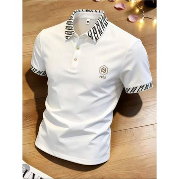 翻領POLO衫男式夏季2026新款短袖T恤高級感刺繡修身體恤男裝衣服