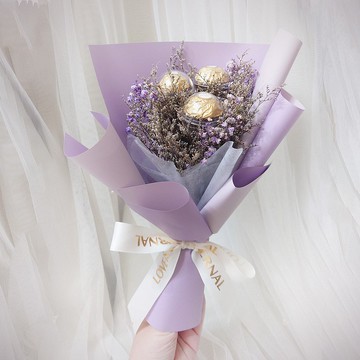 三顆金莎花束 /永生花/乾燥花束/情人節花束/生日禮物/禮物