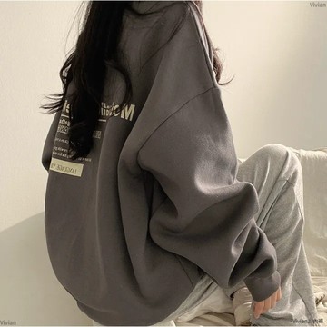 韓版衛衣女美式女春秋冬oversize大碼寬鬆潮牌裝加絨