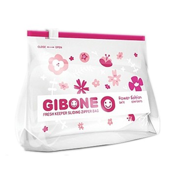 免運 韓國gibone 拉鍊式保鮮夾鏈袋-花朵款 m號(20入) 超值二入組