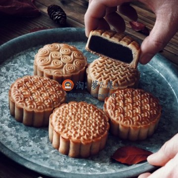 日式和風50克線條月餅模具 綠豆糕制作塑料手壓【淘夢屋】
