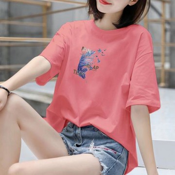 品牌專柜撤貨上衣夏季純棉大碼女裝中年媽媽洋氣時尚寬松短袖t恤