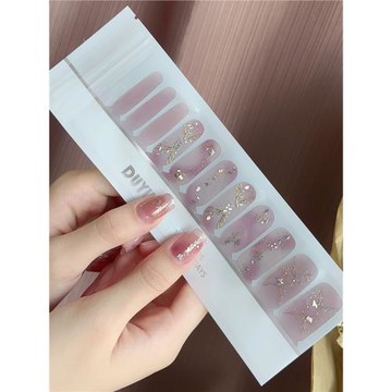 清倉【免烤燈】凝膠美甲貼紙指甲貼紙時尚小眾實色紅書爆款3D防水