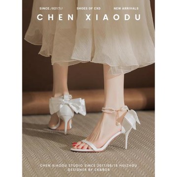 設計感小眾細跟涼鞋女夏瑪麗珍露趾一字帶成人禮高跟鞋氣質名媛