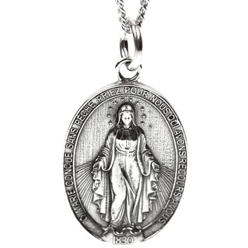 s925 純銀 Marie pendant 圣母瑪利亞吊墜配細古巴鏈嘻哈男女項鏈