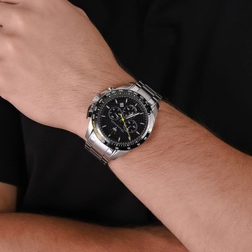 Maserati 瑪莎拉蒂 Traguardo 長征終站系列 R8873612042 三眼 日期顯示 銀黑 石英 鋼錶 45mm