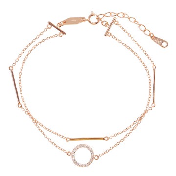 現貨+預購 925純銀手鍊鋯石手鏈-鏤空圓圈雙層鍊條女飾品2色74ar23【獨家進口】【米蘭精品】