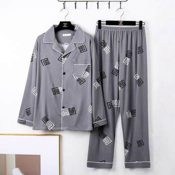 摩登秀 🔥男士睡衣 長袖長褲兩件套 男生寬鬆居家服 睡衣套裝 大尺碼休閒家居服100%高檔男士睡衣棉質春秋夏季長袖20
