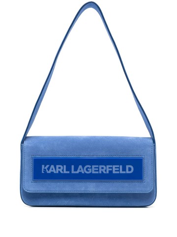Karl Lagerfeld - IKON K medium Flap suede shoulder bag - women - Calf Leather - One Size - Blue