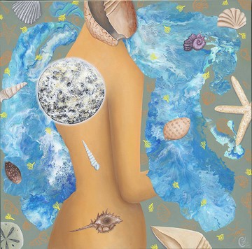 月亮女性繪畫－合而為一