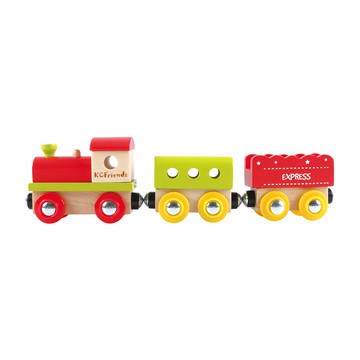 KCFriends 小鎮列車  木製玩具火車組  安全無毒  SGS檢驗合格  紅，綠，木色  217 x 31 x 53mm  1組