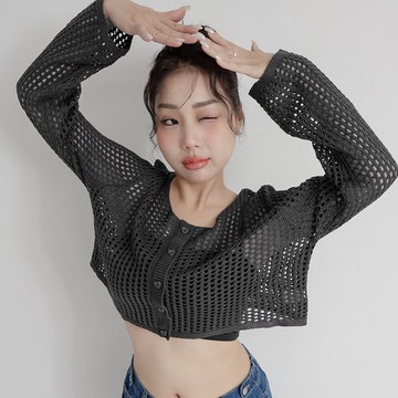 針織鏤空假排釦上衣 中大尺碼上衣