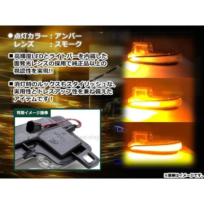 トヨタ ヴェルファイア AGH30W 流れる ウインカー シーケンシャル LED サイドマーカー ドアミラー スモーク ファイバー 前期 後期 純正交換