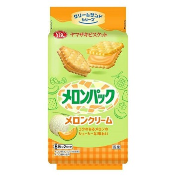 【江戶物語】 YBC 方型哈密瓜風味奶油夾心餅乾 16個入 夾心餅乾 紅肉哈密瓜 哈密瓜餅乾 點心 下午茶 日本原裝進口