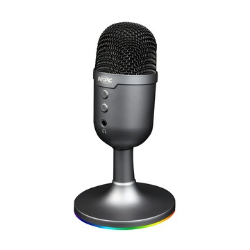 INTOPIC 廣鼎 ENC降噪直播麥克風 Jazz-UB033 一鍵消除環境噪音 RGB漸變彩光底座  黑色