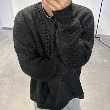 台灣出貨】男士拉鍊針織外套 v領韓版休閒毛衣上衣 秋冬新款寬鬆開衫百搭